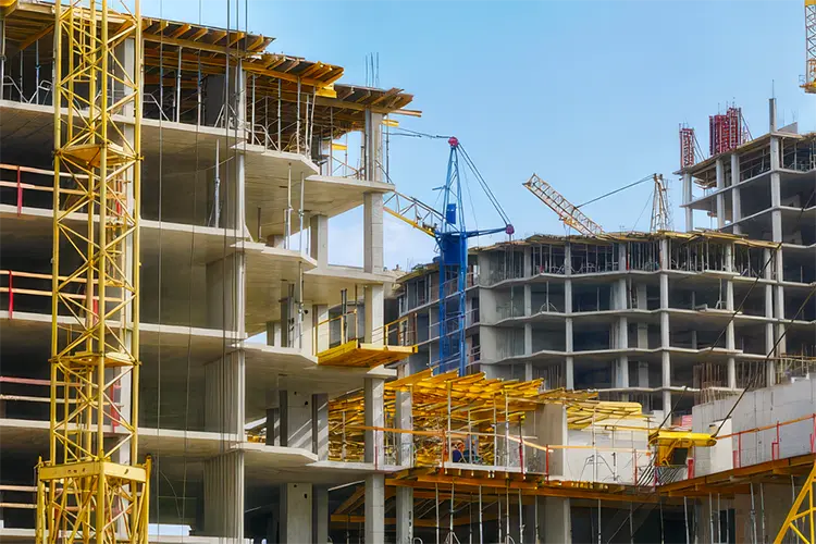 Construction site with building under construction