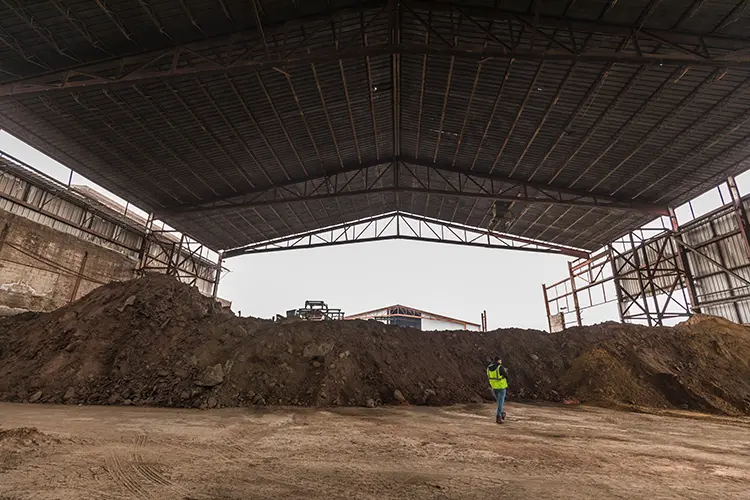 Wide view of soil pile