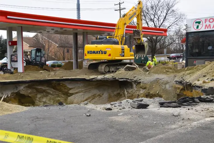 Environmental cleanup with excavator